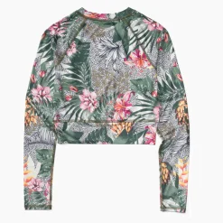 Crest Crop Long Sleeve Surf Shirt UPF 40