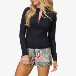 Crest Zip Up Long Sleeve Surf Shirt UPF 40